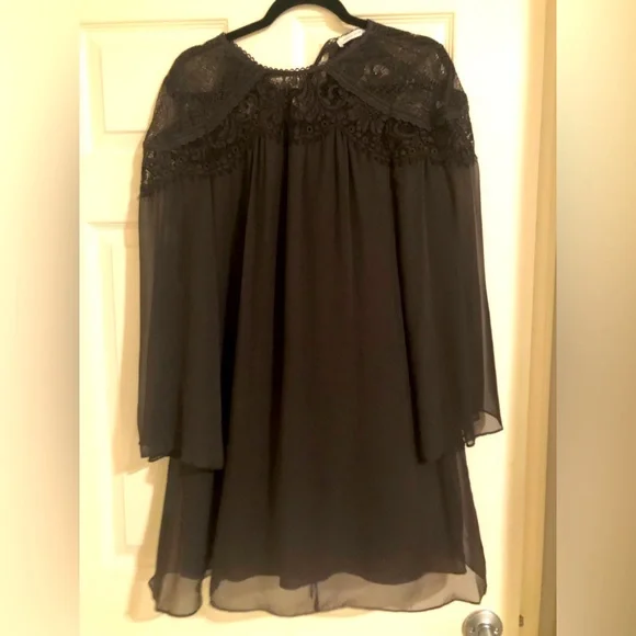 Rebecca Taylor chocolate brown silk and lace chiffon dress. NWT size 4 - Picture 2 of 7
